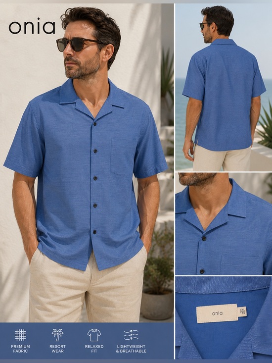 Onia Other - Onia XXL Blue Camp Collar Short Sleeve Resort Button Up Shirt